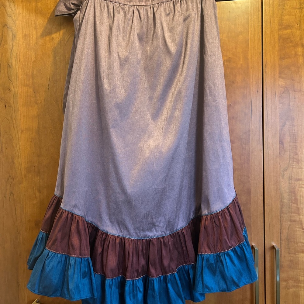 Sachin & Babi x Anthropologie Tiers Ruffled Indian Wrap-look Shiny Skirt Size 14 - Picture 4 of 7